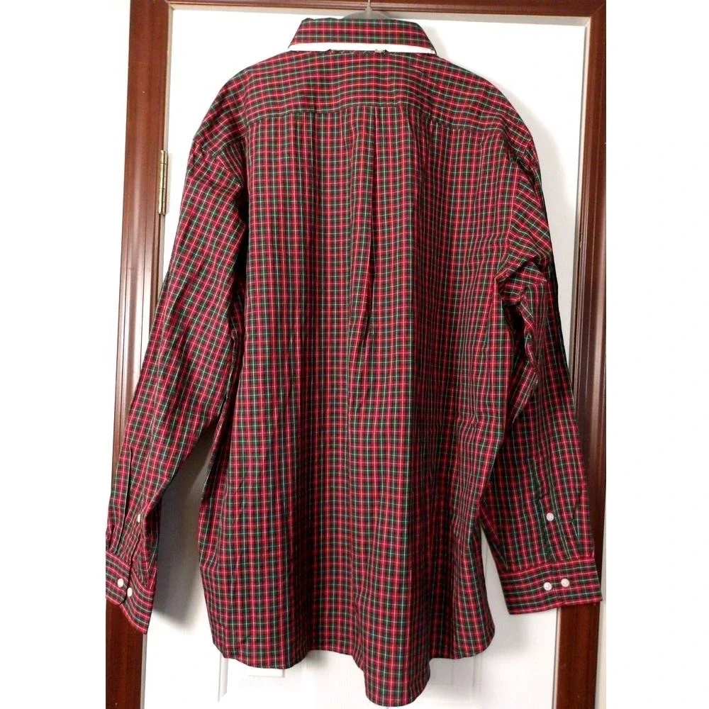 Club Room Classic-Fit Red & Green Plaid Button-Down Cotton Shirt‎ Holiday Style